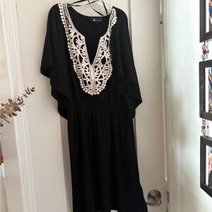 AB Studio Black Dress with White Embroidery
